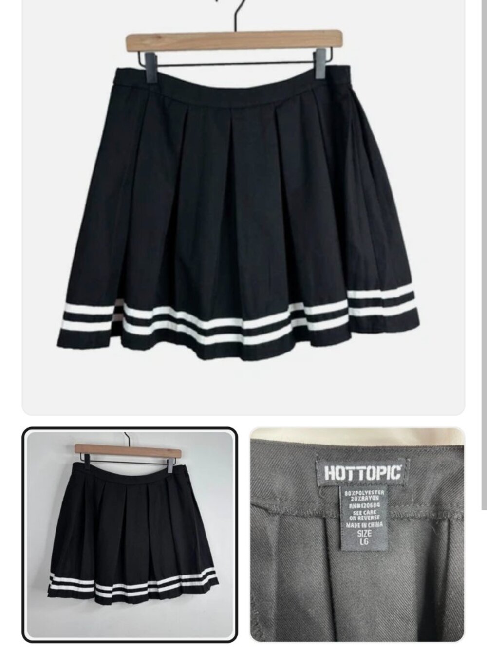 Black with white stripe hot topic cheerleader skirt